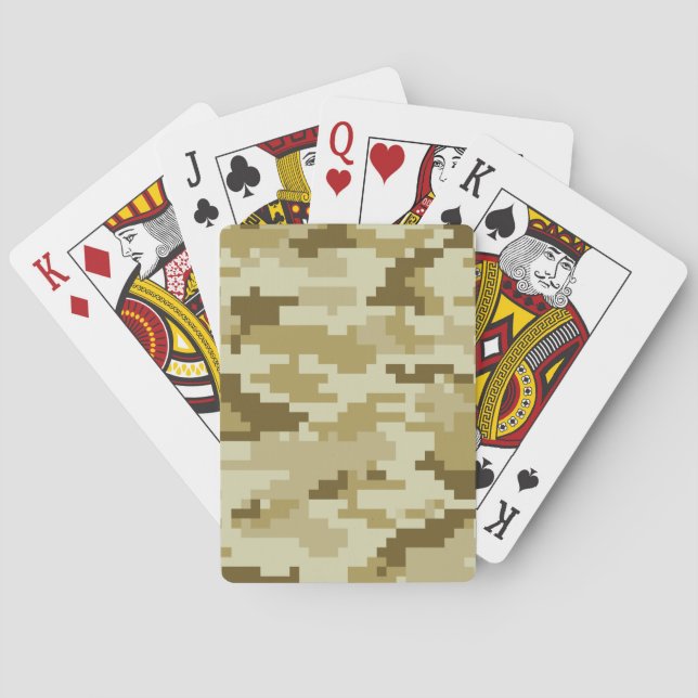 8 Bit Pixel Digital Desert Camouflage / Camo Playing Cards (Back)