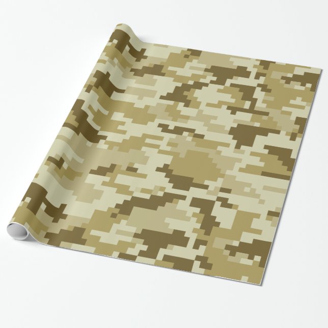 8 Bit Pixel Digital Desert Camouflage / Camo Wrapping Paper (Unrolled)