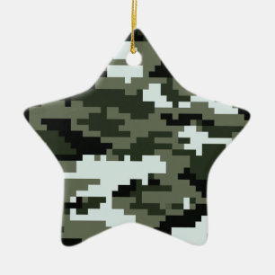 8 Bit Pixel Digital Urban Camouflage / Camo Ceramic Tree Decoration
