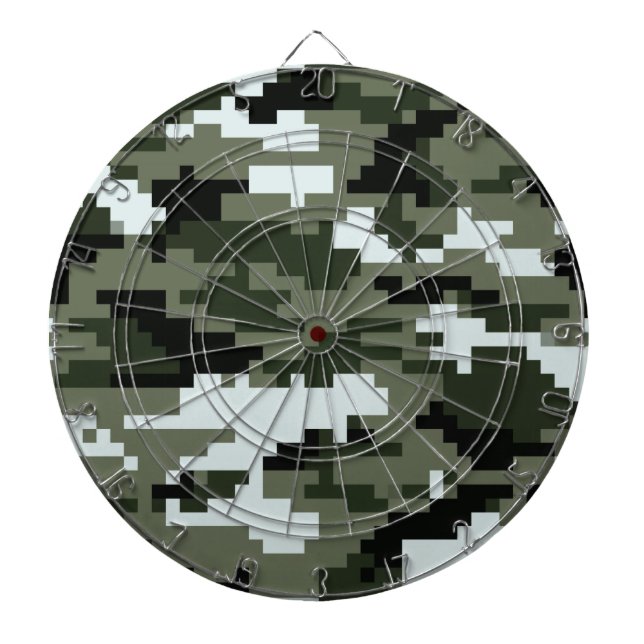 8 Bit Pixel Digital Urban Camouflage / Camo Dartboard (Front)