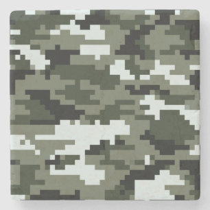 8 Bit Pixel Digital Urban Camouflage / Camo Stone Coaster