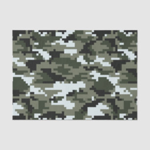 8 Bit Pixel Digital Urban Camouflage / Camo Tissue Paper