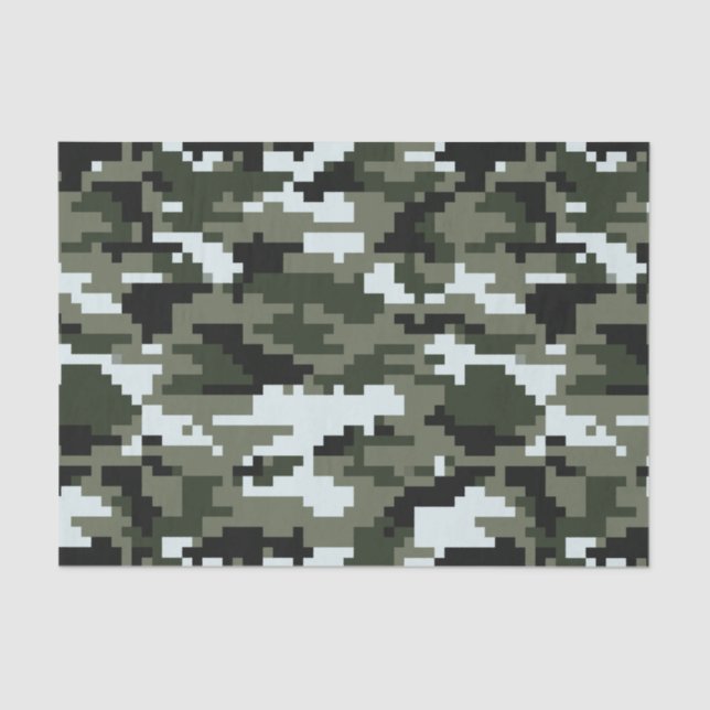 8 Bit Pixel Digital Urban Camouflage / Camo Tissue Paper (Front)