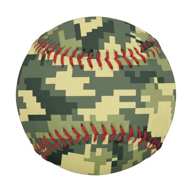 8 Bit Pixel Digital Woodland Camouflage / Camo Baseball (Front)