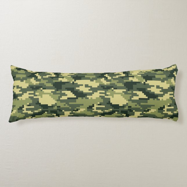 8 Bit Pixel Digital Woodland Camouflage / Camo Body Cushion (Front)