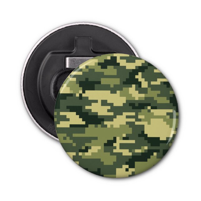 8 Bit Pixel Digital Woodland Camouflage / Camo Bottle Opener (Front)