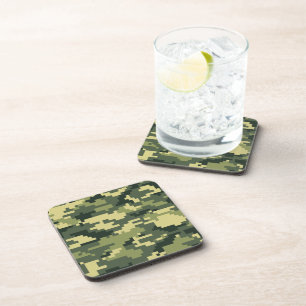 8 Bit Pixel Digital Woodland Camouflage / Camo Coaster