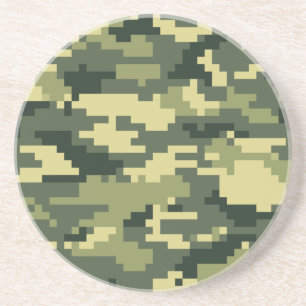 8 Bit Pixel Digital Woodland Camouflage / Camo Coaster