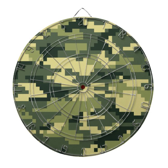 8 Bit Pixel Digital Woodland Camouflage / Camo Dartboard (Front)