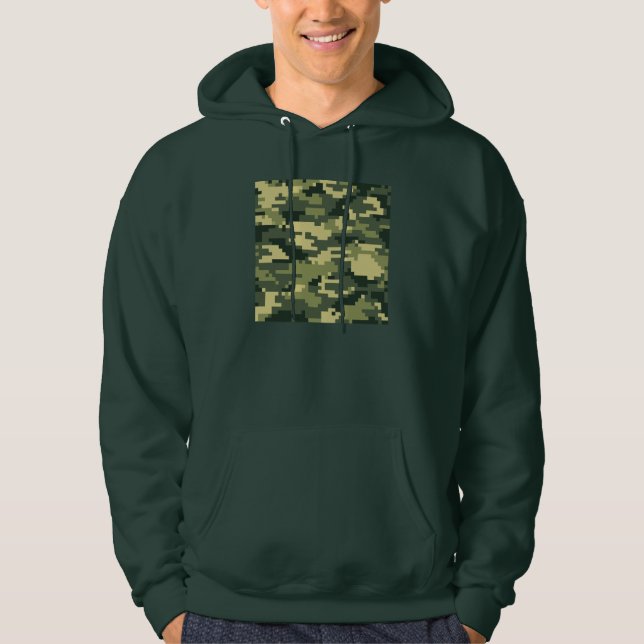 8 Bit Pixel Digital Woodland Camouflage / Camo Hoodie (Front)