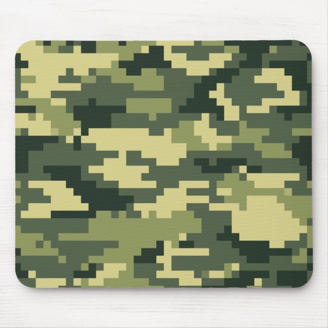 8 Bit Pixel Digital Woodland Camouflage / Camo Mouse Mat (Front)
