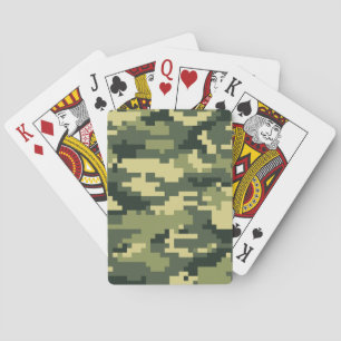 8 Bit Pixel Digital Woodland Camouflage / Camo Playing Cards