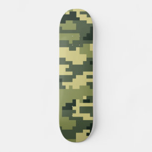 8 Bit Pixel Digital Woodland Camouflage / Camo Skateboard