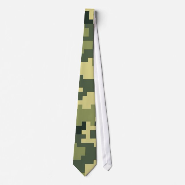 8 Bit Pixel Digital Woodland Camouflage / Camo Tie (Front)