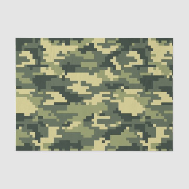8 Bit Pixel Digital Woodland Camouflage / Camo Tissue Paper (Front)