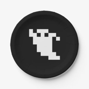 8 Bit Pixel Ghost Paper Plate