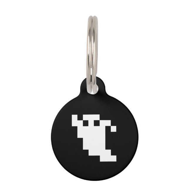 8 Bit Pixel Ghost Pet Tag (Front)