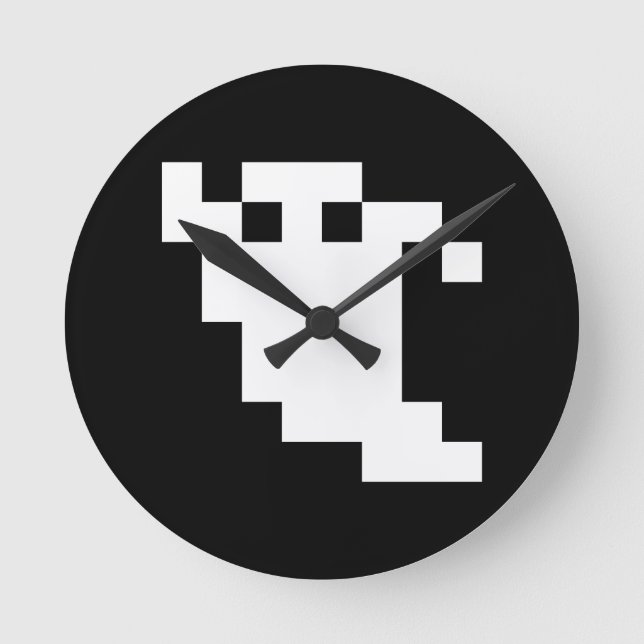 8 Bit Pixel Ghost Round Clock (Front)