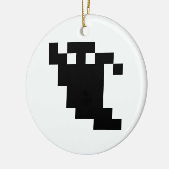 8 Bit Pixel Ghost Shadow Ceramic Tree Decoration (Left)