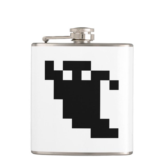 8 Bit Pixel Ghost Shadow Hip Flask (Front)