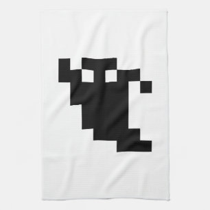 8 Bit Pixel Ghost Shadow Tea Towel