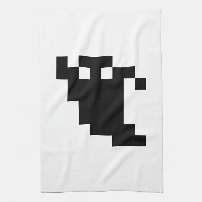 8 Bit Pixel Ghost Shadow Tea Towel (Vertical)
