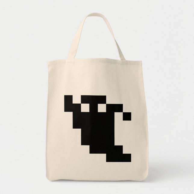 8 Bit Pixel Ghost Shadow Tote Bag (Front)