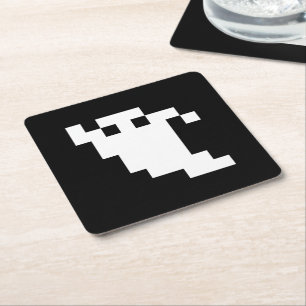 8 Bit Pixel Ghost Square Paper Coaster