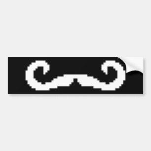 8 Bit Pixel Handlebar Moustache Bumper Sticker