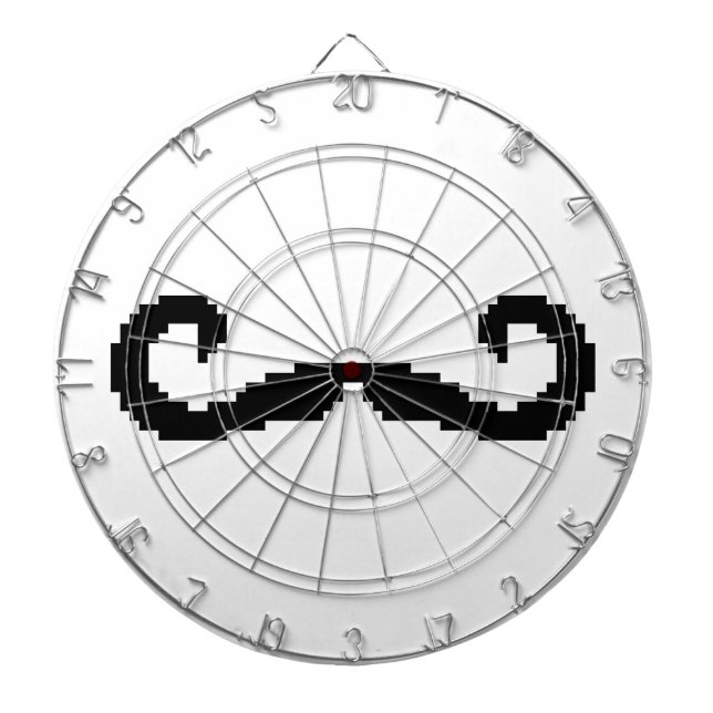 8 Bit Pixel Handlebar Moustache Dartboard (Front)