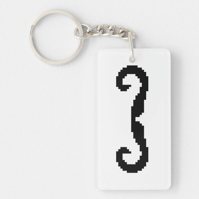 8 Bit Pixel Handlebar Moustache Key Ring (Front)