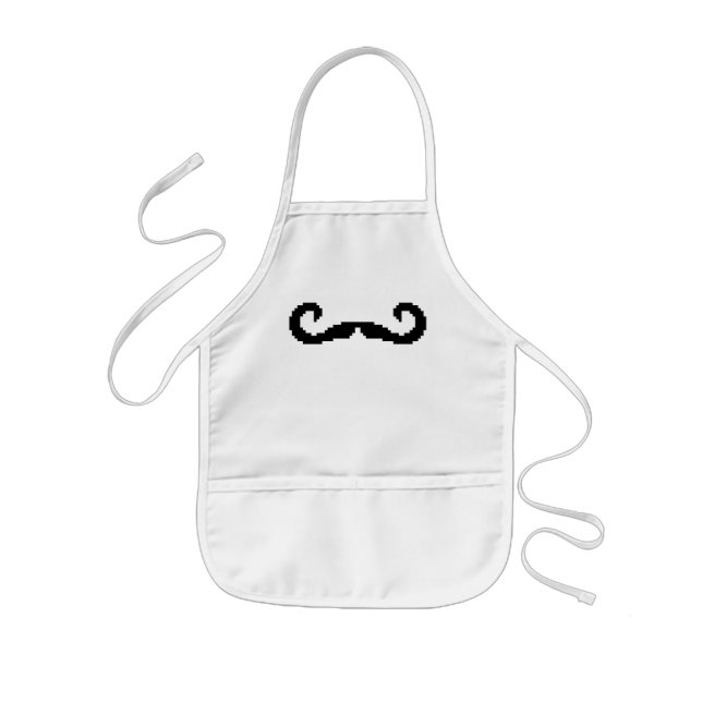 8 Bit Pixel Handlebar Moustache Kids Apron (Front)