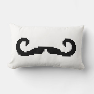 8 Bit Pixel Handlebar Moustache Lumbar Cushion