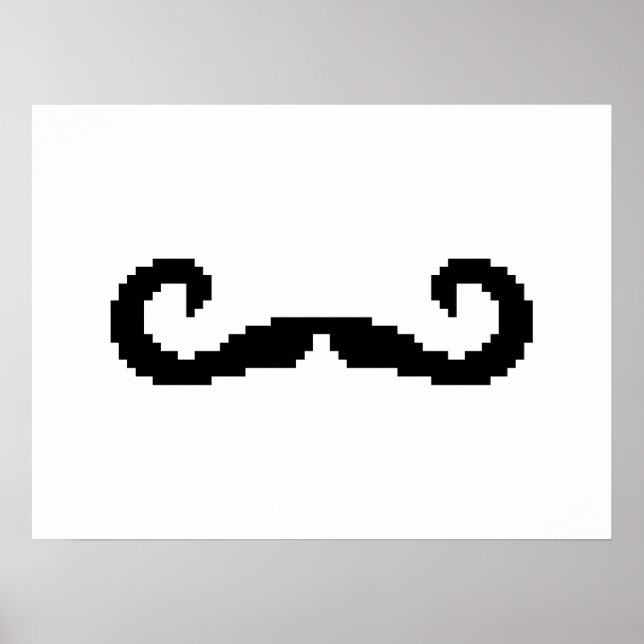 8 Bit Pixel Handlebar Moustache Poster (Front)