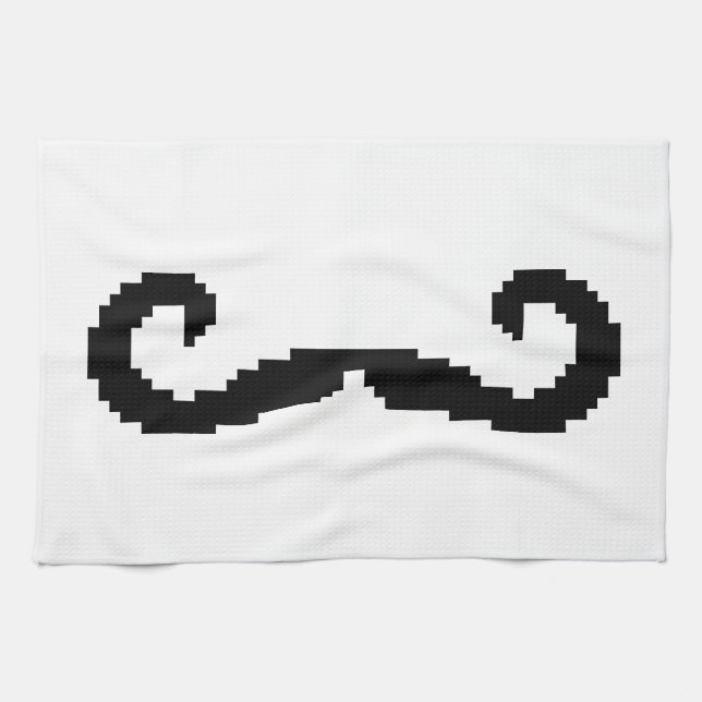 8 Bit Pixel Handlebar Moustache Tea Towel (Horizontal)