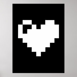 8-bit Pixel Heart Poster