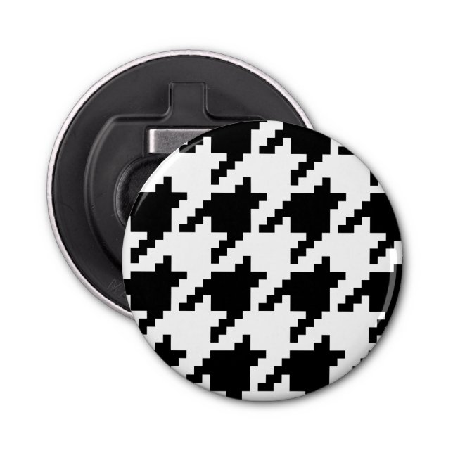 8 Bit Pixel Houndstooth Check Pattern Bottle Opener (Front)