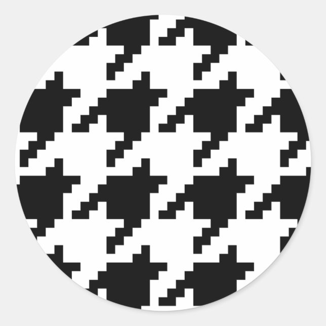 8 Bit Pixel Houndstooth Check Pattern Classic Round Sticker (Front)