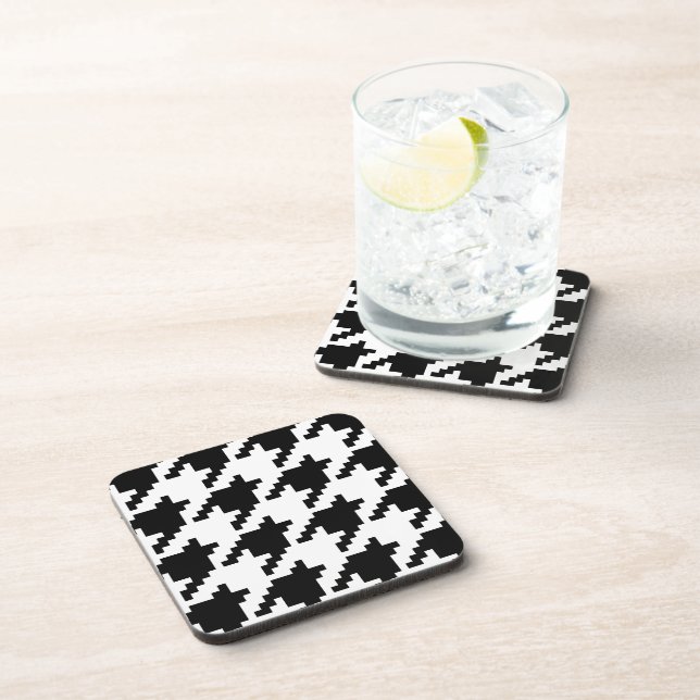 8 Bit Pixel Houndstooth Check Pattern Coaster (Right Side)