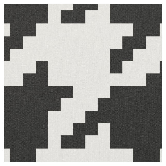 8 Bit Pixel Houndstooth Check Pattern Fabric (Close Up)