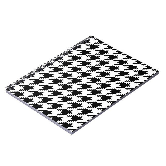 8 Bit Pixel Houndstooth Check Pattern Notebook (Left Side)