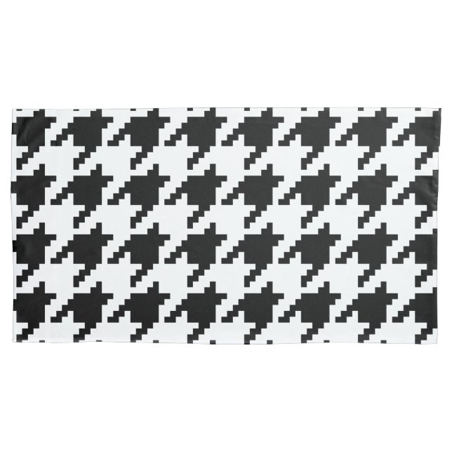 8 Bit Pixel Houndstooth Check Pattern Pillowcase (Front-Left)