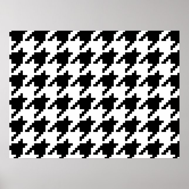 8 Bit Pixel Houndstooth Check Pattern Poster (Front)