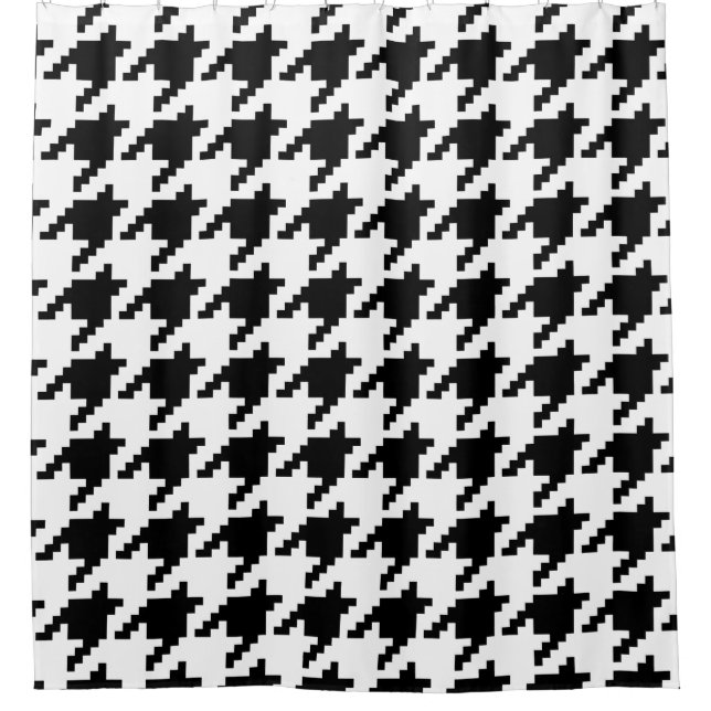 8 Bit Pixel Houndstooth Check Pattern Shower Curtain (Front)
