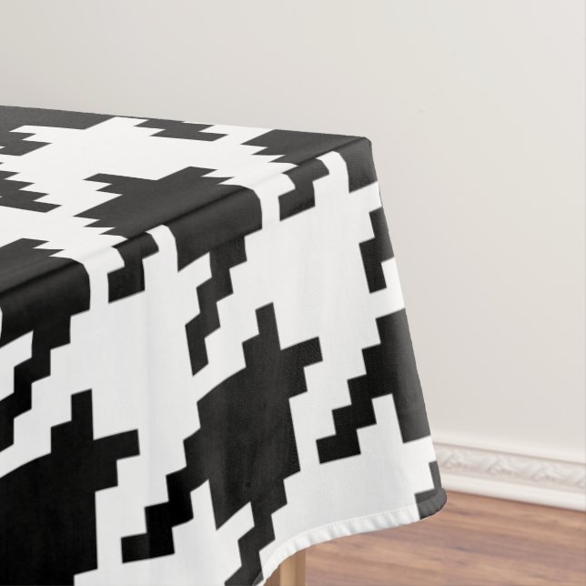 8 Bit Pixel Houndstooth Check Pattern Tablecloth (In Situ)