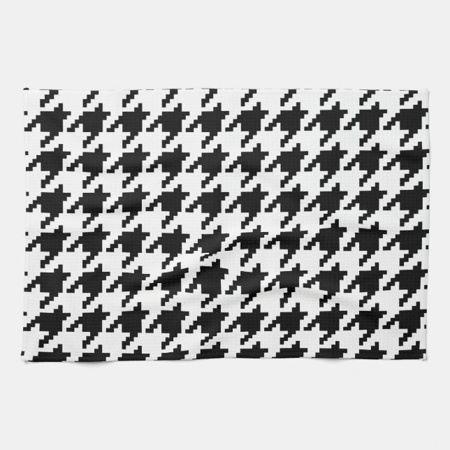 8 Bit Pixel Houndstooth Check Pattern Tea Towel (Horizontal)