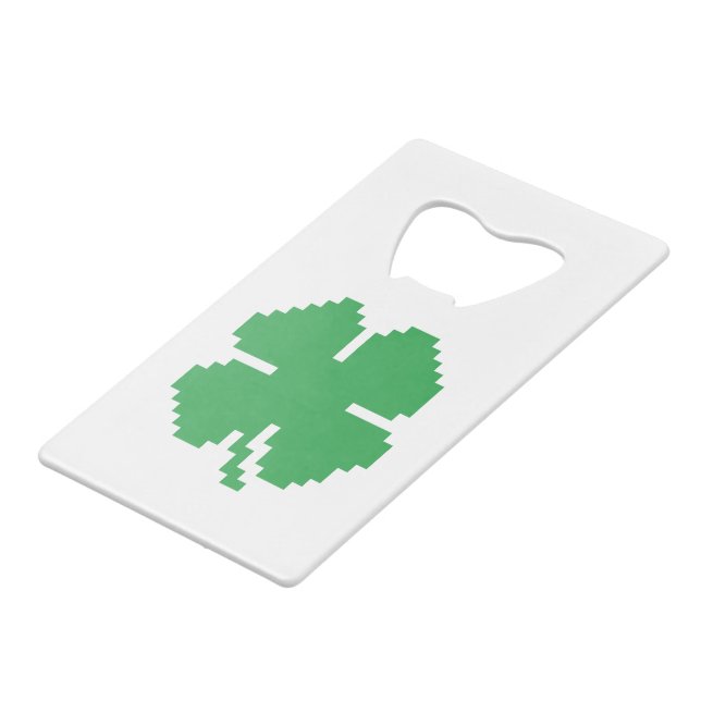 8 Bit Pixel Lucky Four Leaf Clover (Front Angled)