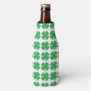 8 Bit Pixel Lucky Four Leaf Clover Bottle Cooler