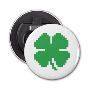 8 Bit Pixel Lucky Four Leaf Clover Bottle Opener