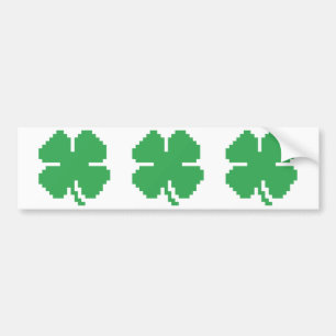 8 Bit Pixel Lucky Four Leaf Clover Bumper Sticker
